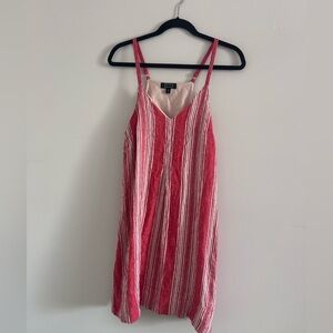AYR Linen Red and White Striped Mini Dress